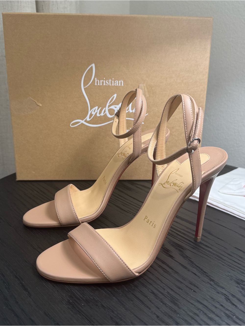 Christian Louboutin Loubigirl 100 Sandals Leather Nude 36.5 - Picture 2 of 9